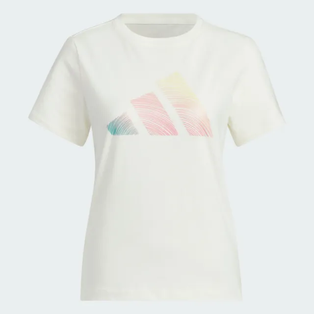 【adidas 愛迪達】Logo Ss Tee 女 T恤 運動上衣 休閒短袖 米 亞版(JL6284)