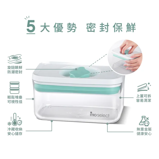 【mo select】超值3入組-可堆疊防潮旋鈕保鮮密封罐711ml+1.7L+2.84L(儲物罐/防潮/收納盒/保鮮盒)