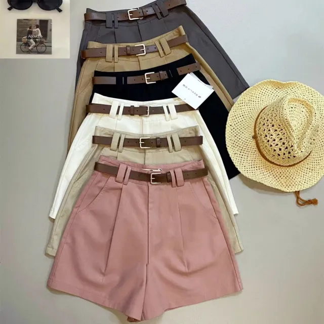 R.neTs 韓系附質感腰帶打褶短褲