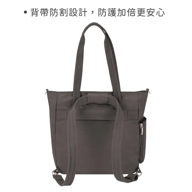 【Travelon】美國 3in1防盜托特包 灰 / 側背包 斜背包 背帶包 防割防搶 聖誕禮物 年末送禮