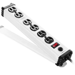 【Castle蓋世特】官方總代理 1開6插 鋁合金抗突波防火防雷保護插座 延長線 電源線-1.8M(蘋果白)