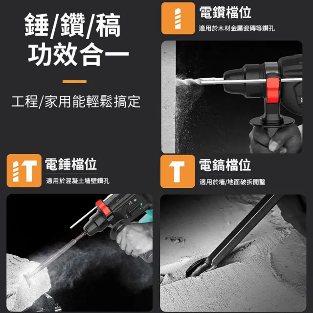 【Ogula 小倉】無刷衝擊鑽 電鎚電錘電鎬三合一BSMI:R3E558認證電池+鑽頭配件(可鑽水泥墻/雙速正反轉/鎚鑽)