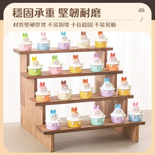 【kurumapop】階梯式展示架 3層(梯形展示木架 手鍊飾品陳列架 水晶展示台 公仔架 商品陳列架子)