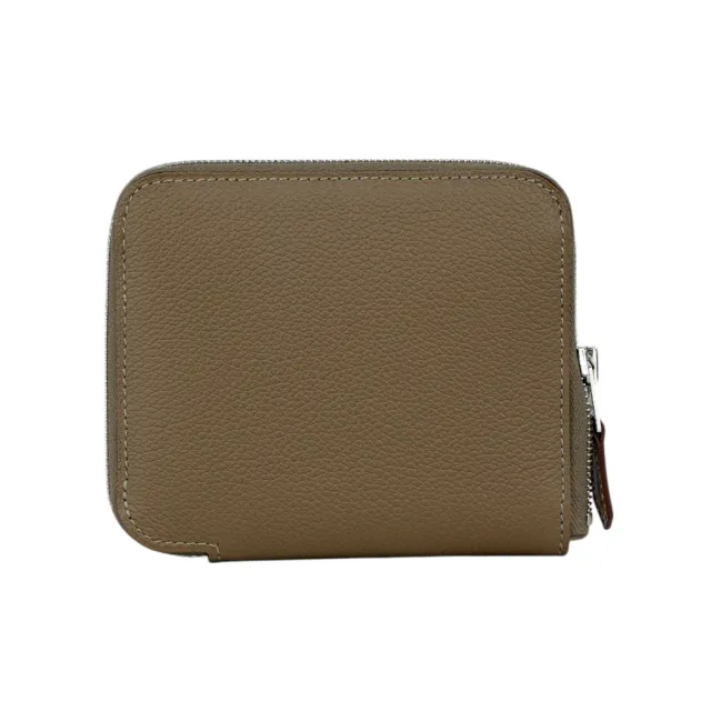 【Hermes 愛馬仕】EPSOM皮 絲巾內裡ㄇ型拉鏈短夾(大象灰)