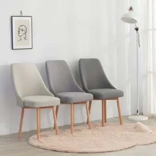 【GOOD VIBE LIVING 好氣氛家居】沙柯亞麻加厚實木休閒椅/餐椅(洽談椅 化妝椅 工作椅 造型椅 美甲椅)