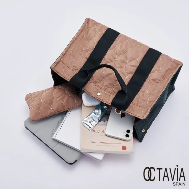 【OCTAVIA 8】雙11 忙碌曲線 四方鋪棉手提肩背二用工作公事包 - 周三綠(工作包 媽媽包)