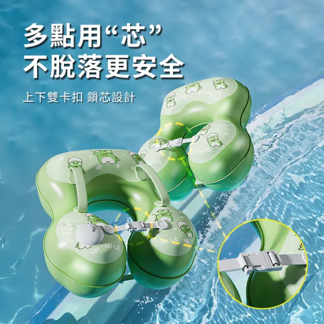 【Friyu】按壓式充氣卡通兒童泳圈 防側翻寶寶腋下游泳圈 戲水浮圈 游泳趴圈(免打氣 快速充氣)