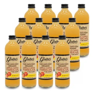 【Goulters】紐西蘭有機無糖蘋果醋箱購350mlx12瓶(6%酸度、無加水、無過濾、無加糖)
