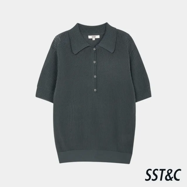 【SST&C】女裝 魅影灰鏤空POLO領短袖針織衫01192503002(換季55折)