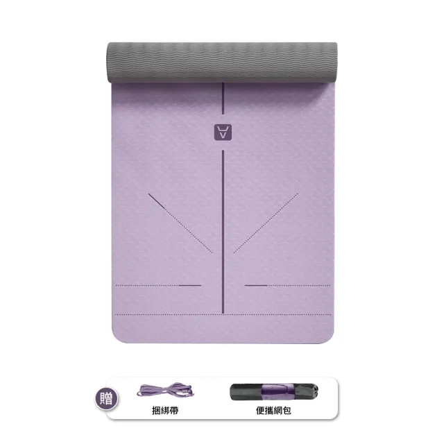 【YUNMI】環保TPE正位體位線瑜珈止滑墊 瑜珈墊 皮拉提斯墊 6mm厚 183X80CM 交換禮物(贈背帶+透氣網袋)