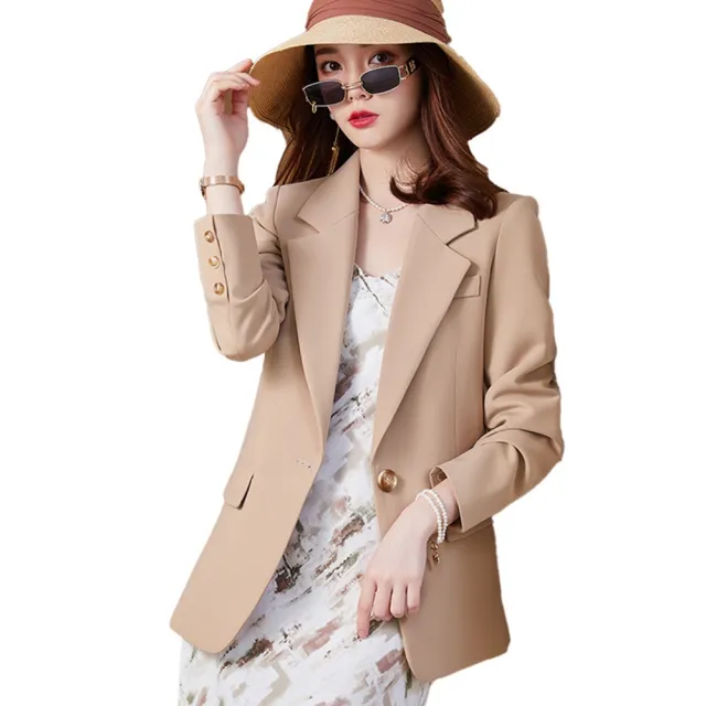 【米蘭精品】極速出貨  西裝外套休閒西服(春秋純色一粒扣修身女外套3色74co37)