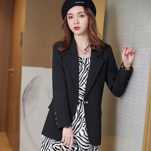 【米蘭精品】極速出貨  西裝外套休閒西服(春秋純色一粒扣修身女外套3色74co37)