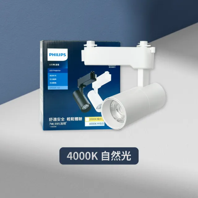 【Philips 飛利浦】2入組 LED ST033T 7W 白殼 軌道燈 投射燈(2025年最新款)