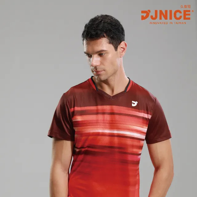 【JNICE 久奈司】男版簡約橫紋排汗衫運動上衣 運動服 -紅漸層(JT-054-RD)