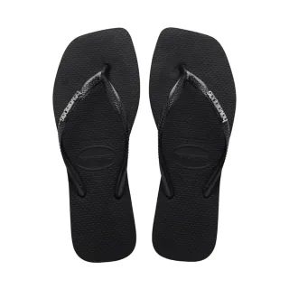 【havaianas 哈瓦仕】拖鞋 女鞋 夾腳拖 方形 果凍亮粉 Slim Square Logo 黑 4148257-2976W(哈瓦士)