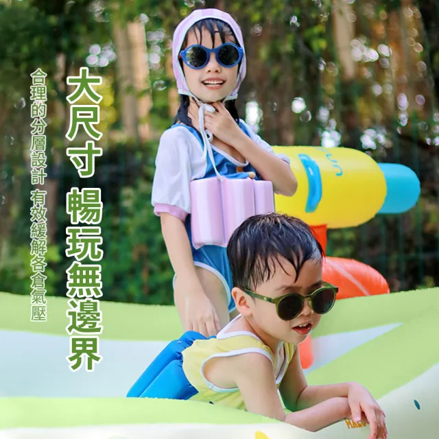 【Friyu】怪獸主題三層加大加厚充氣泳池 1.5米兒童戲水池 家庭庭院游泳池 游泳池(夏季玩水必備)