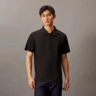 【CALVIN KLEIN】官方旗艦館 CK Smooth Cotton UV Protect Half Zip Polo衫_黑色