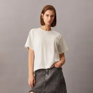 【Calvin Klein】官方旗艦館 CK Monogram 標誌刺繡T恤 _裸色