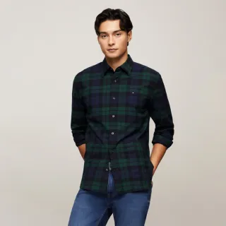 【Tommy Hilfiger】官方旗艦館 黑衛士格紋彈力牛津襯衫 _藍色
