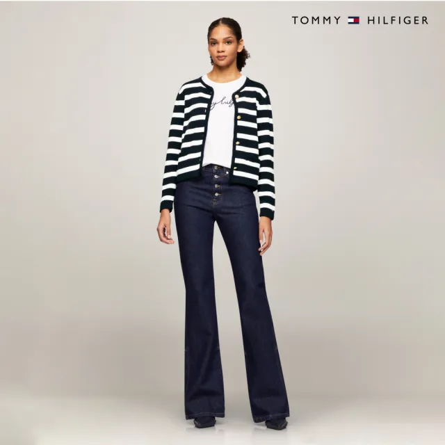 【TOMMY HILFIGER】官方旗艦館 新款鈕扣條紋開襟外套 _藍色