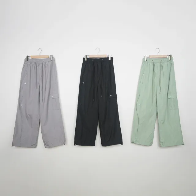【Dailo】不規則活片個性工裝長褲(黑 綠 灰/魅力商品)