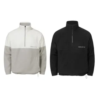 【DESCENTE】迪桑特 男士 訓練上衣 刷毛半拉鍊衫(米色/黑色)