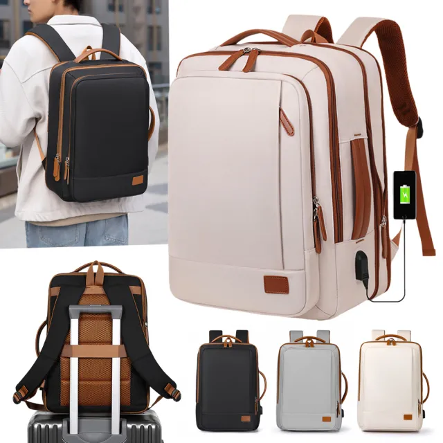 【Starshop】雙11 可擴展雙肩後背包 15.6吋 筆電包 電腦包 旅行後背包 雙肩包 減壓書包(外置USB