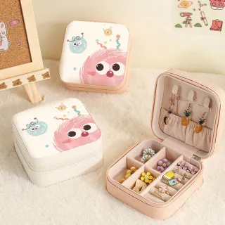 【Porabella】新款可愛皮革首飾盒 調皮小煤球可愛飾品盒 飾品戒指項鍊耳環耳夾收納 展示收納盒防水