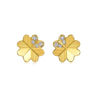 【點睛品】閃耀幸福 黃金鑽石耳環(一對)