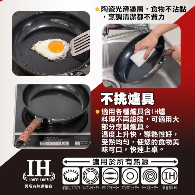 【hokua 北陸鍋具】Mecera Zero陶瓷IH三層複合金不沾平底鍋16cm