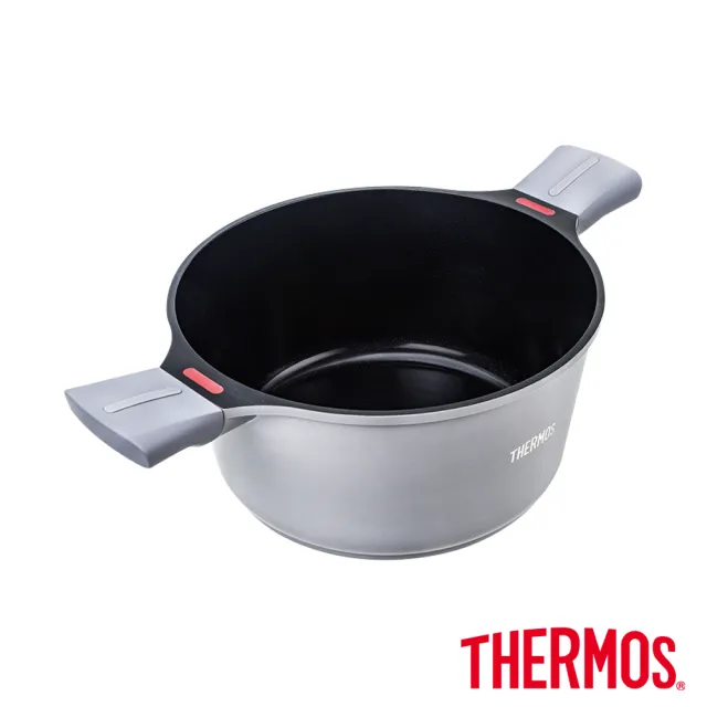 【THERMOS 膳魔師】星曜陶瓷不沾鍋雙耳附蓋壓鑄湯鍋24cm(TFC-W24-MTGY)