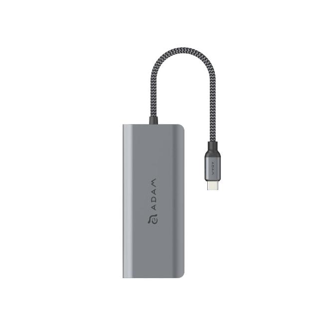 【ADAM 亞果元素】Hub A01s USB-C 六合一集線器 灰色(4K UHD 超強影像輸出)