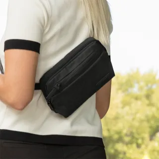 【Travelon】metro防盜斜背腰包 黑 / 側背包 斜背包 防盜包 出國 男包 情人節禮物 送禮 男 女