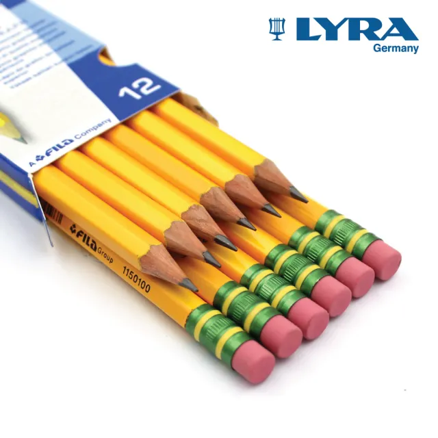 德國LYRA】百年經典附橡擦黃桿鉛筆12入-HB/2盒入- momo購物網- 好評