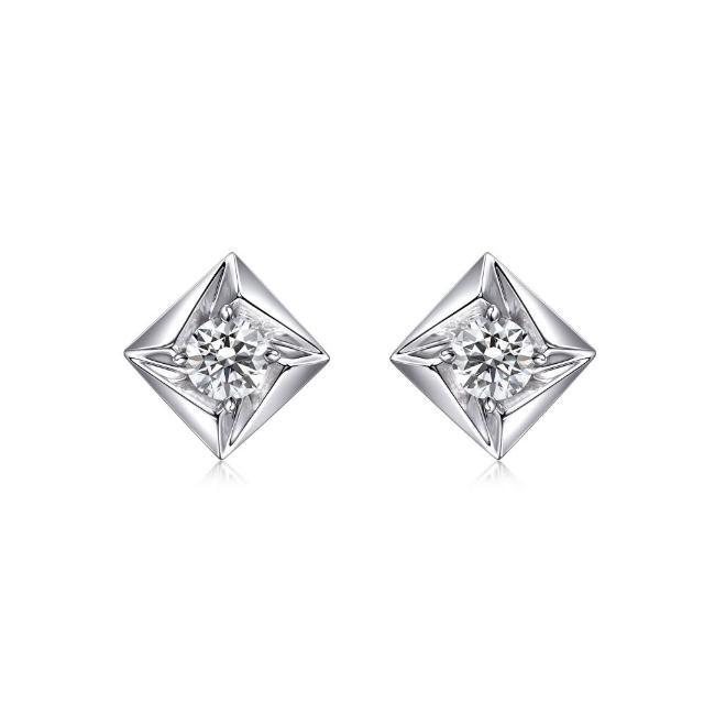 【點睛品】50分 鑽之頌 18K金鑽石耳環(一對)