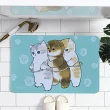 【巴芙洛】日本貓福珊迪雙層科技布防滑吸水軟式珪藻土地墊40x60cm1入+2入杯墊組合(mofusand/浴室踏墊)