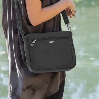 【Travelon】Classic三層防盜斜背包 黑  / 側背包 斜背包 背帶包 防割防搶 暑假出遊 出國