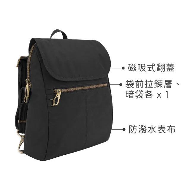 【Travelon】美國 Signature淑女三層防盜後背包 黑 / 雙肩包 學生包 旅行包 出國 送禮 男 女