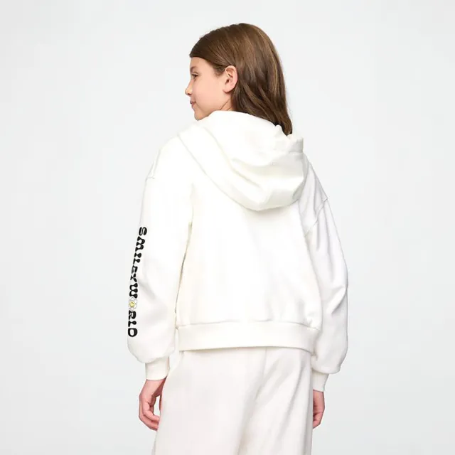 【GAP】女童裝 Gap x Smiley World聯名 Logo印花連帽外套-白色(745931)