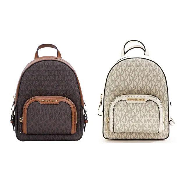 【Michael Kors】牛皮拼接老花防刮皮革後背包