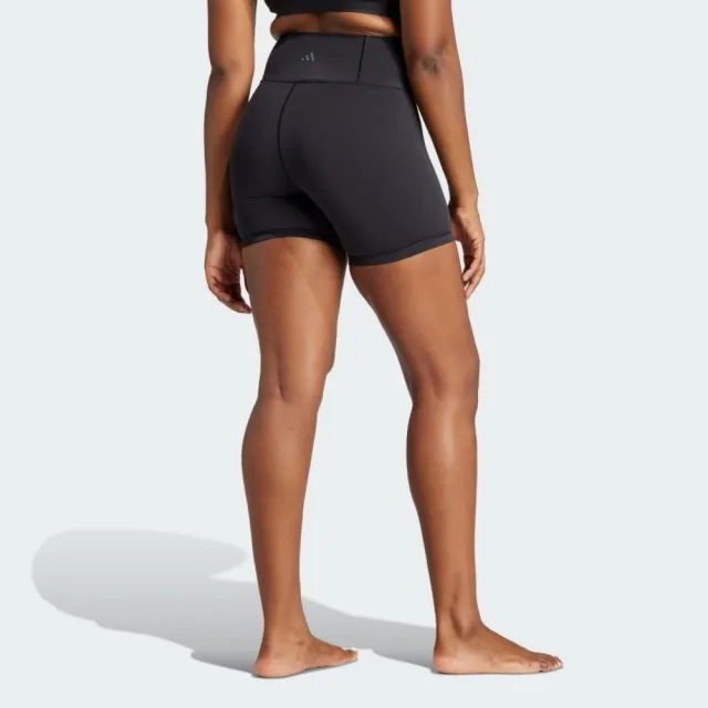 【adidas 愛迪達】All Me 5inch L 女 緊身/內搭褲 5吋短版緊身褲 瑜伽 黑 亞版(IL7325)