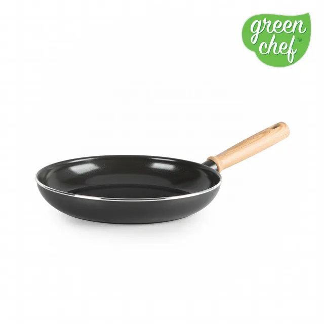 【GreenPan】GreenChef 鑽石陶瓷塗層不沾平煎鍋 東京木紋 28cm 鋯石黑(不含蓋/不挑爐具/不沾鍋/陶瓷)