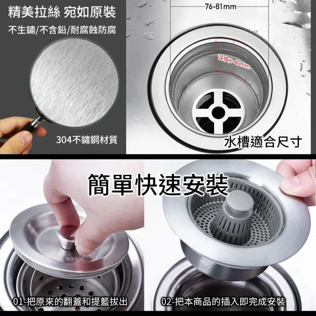 【JOEKI】不銹鋼彈跳水槽過濾器-WY0245(水槽濾網 水槽過濾網 廚房濾網 排水孔濾網 304不鏽鋼濾網 堵水塞)