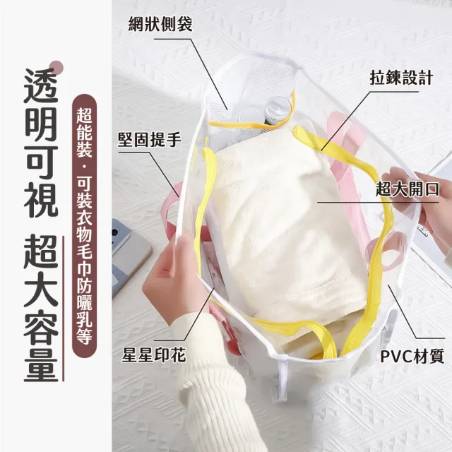 【JOEKI】透明防水包-SN0828(乾濕分離包 防水提袋 透明提袋 防水包 防水袋 游泳包 游泳袋 沙灘包)