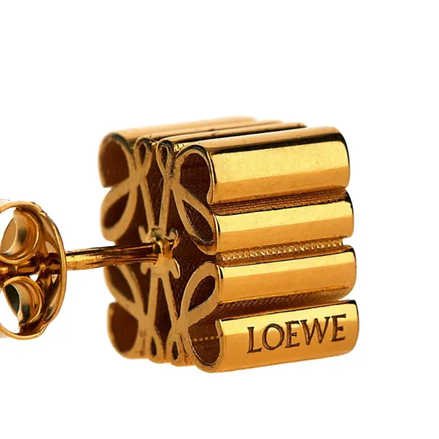 【LOEWE 羅威】Anagram Stud 花紋 24 克拉鍍金紋銀 針式 耳環