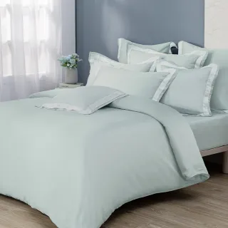 【Tonia Nicole 東妮寢飾】300織紗100%萊賽爾天絲素色兩用被床包組-淺湖綠 60支(加大)