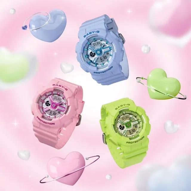 【CASIO 卡西歐】BABY-G  Y2K 鮮豔時尚 雙顯錶 電子錶-43.4mm藍(BA-110YK-2A)