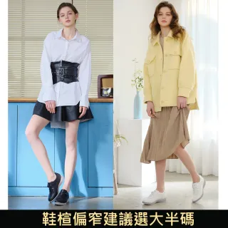 韓國直送FLOZU免綁帶牛皮旋鈕休閒鞋