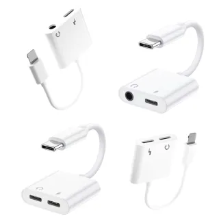 耳機二合一手機音源轉接頭 手機轉接3.5mm、L頭、Type-C耳機同時充電
