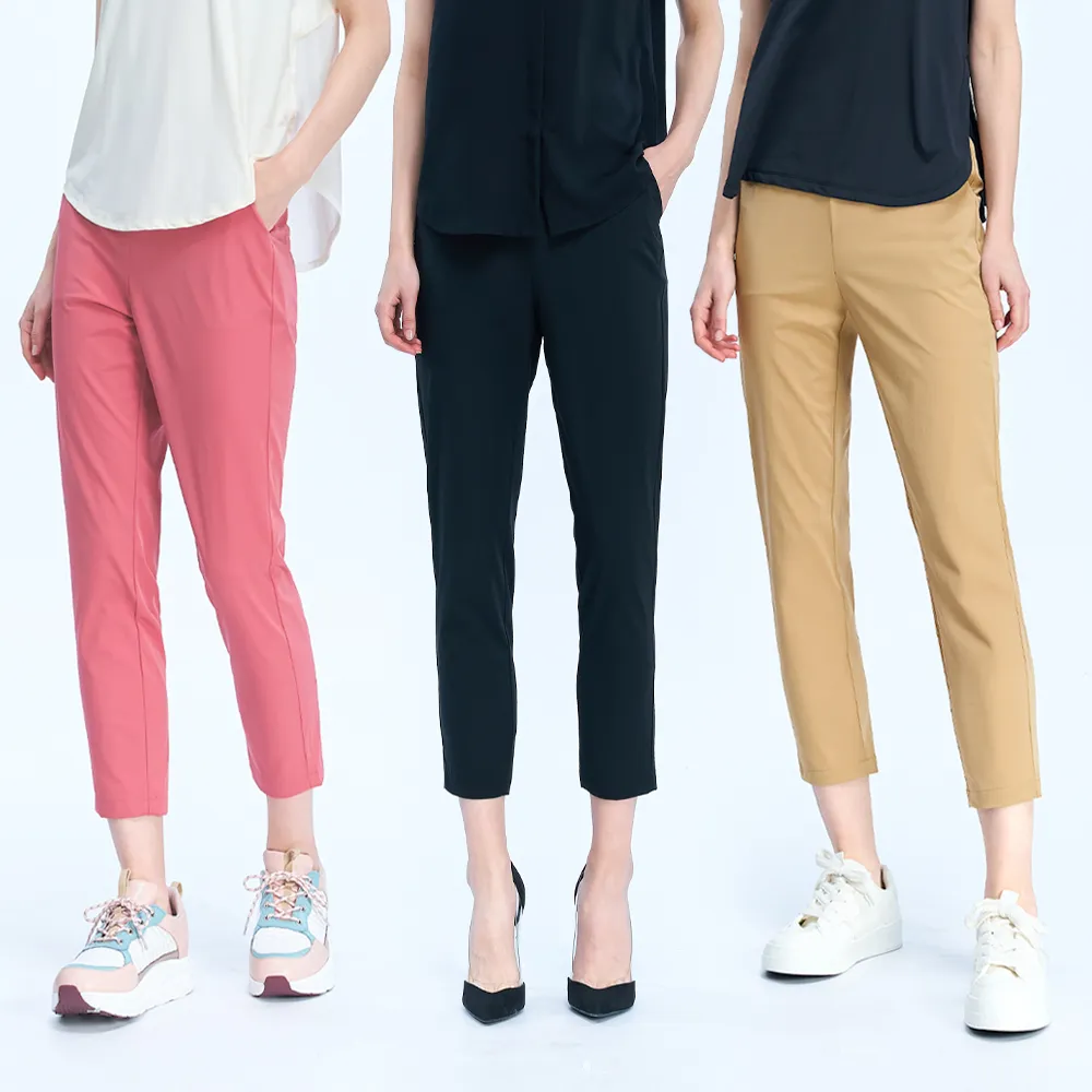 【KERAIA 克萊亞】慵懶假期鬆緊腰頭輕量速乾長褲(三色；M-XXL)